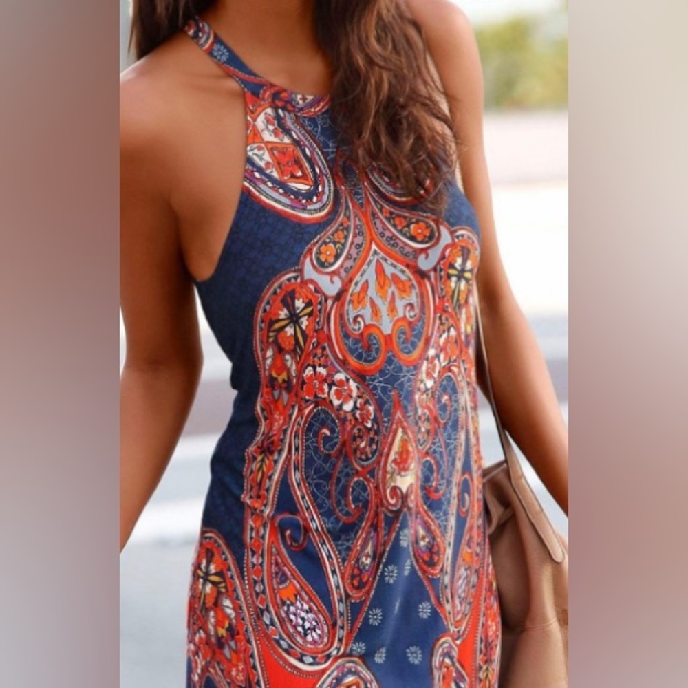 LASCANA Patterned High Neck Dress  size M
